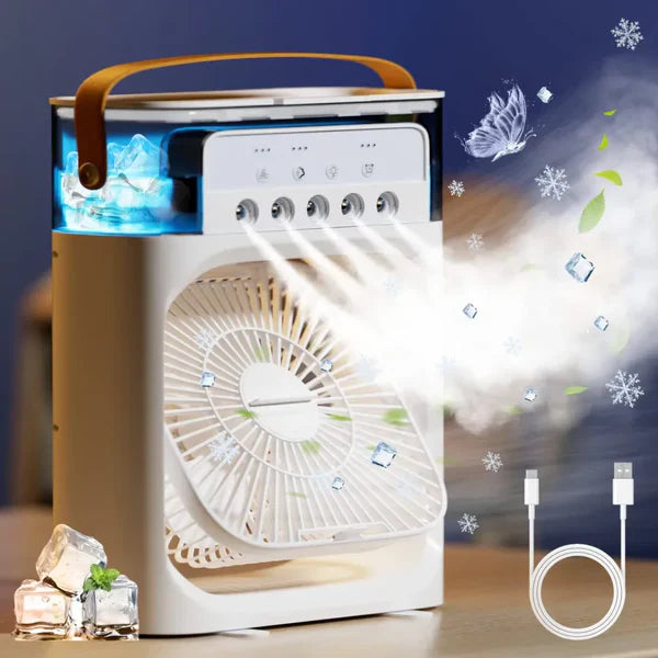 Portable Air Cooler Fan with 7-Color LED Night Lights (USB Powered)