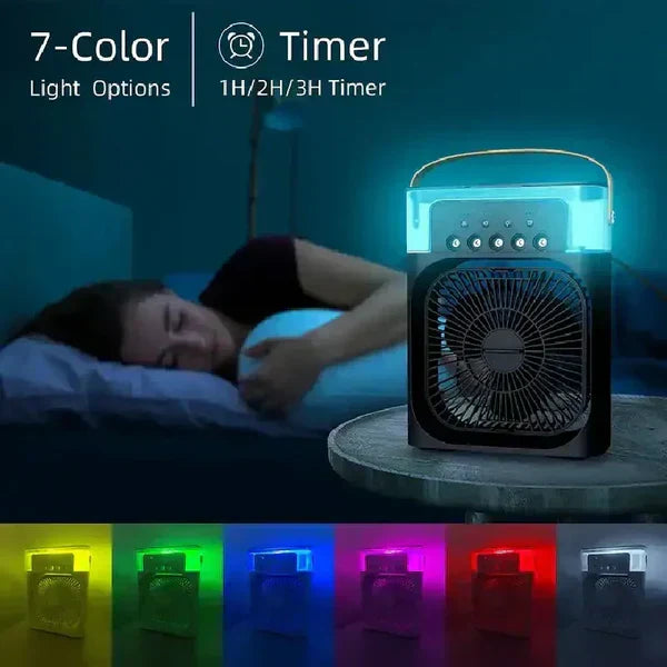 Portable Air Cooler Fan with 7-Color LED Night Lights (USB Powered)